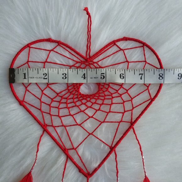 Handmade Shabby Chic Red Heart Shaped Dreamcatcher - Picture 6 of 8